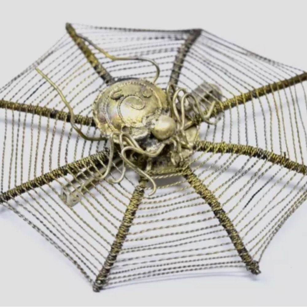 Antique sterling spider pin